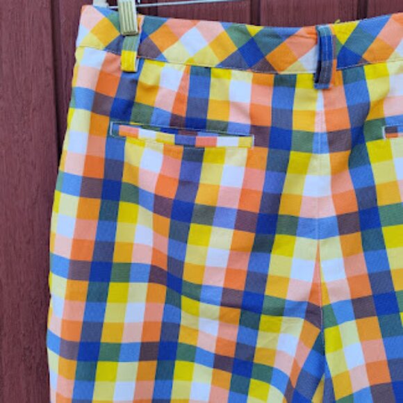 PUMA | Mens Colorful Check Pattern Flat Front Golf Shorts Bright Golfing 34 - Picture 5 of 13